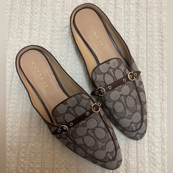 COACH Irene Mule Oak/Maple woman’s size 9 gold colored hardware - Picture 1 of 9
